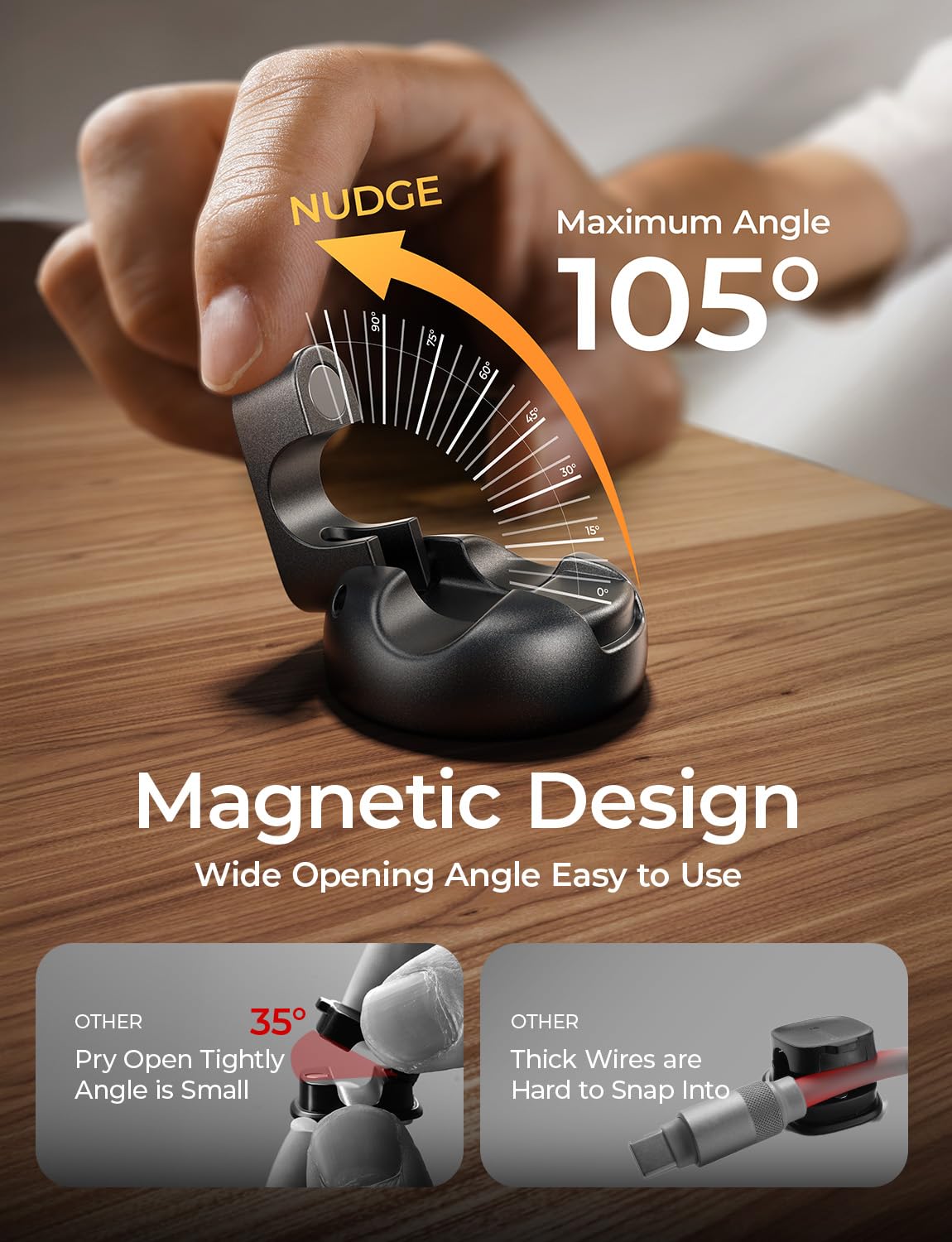 10 Pack Magnetic Cable Clips [2025 Minimum Size] LISEN Halloween Decor Christmas Decorations Indoor, Magnetic Cord Holder for Nightstand Desk, Cable Management for Home Office Organizer Dorm Wall Car - Image 4