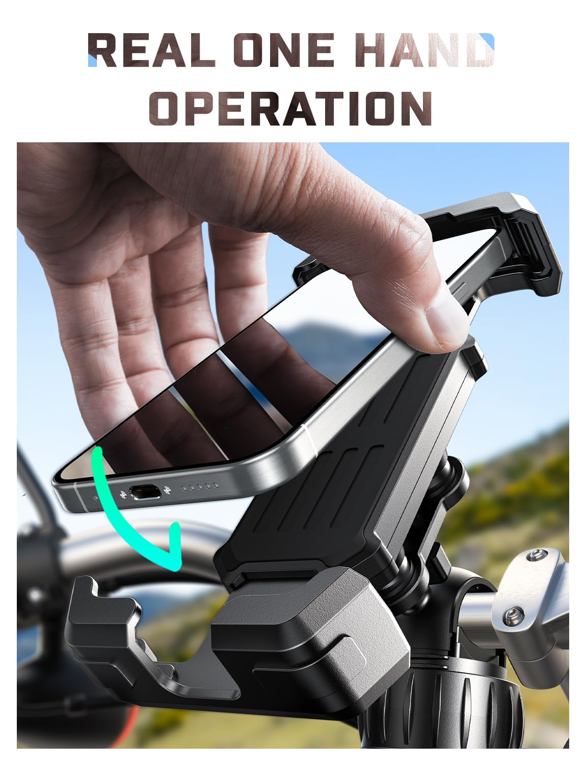 LISEN 2026 Bike Phone Holder, [Anti-Vibration] Motorcycle Phone Mount, Bicycle Phone Holder, Handlebar Phone Mount Scooter Ebike Accessories Bicycle Accessories for iPhone Samsung Google Pixel, Black - Image 3