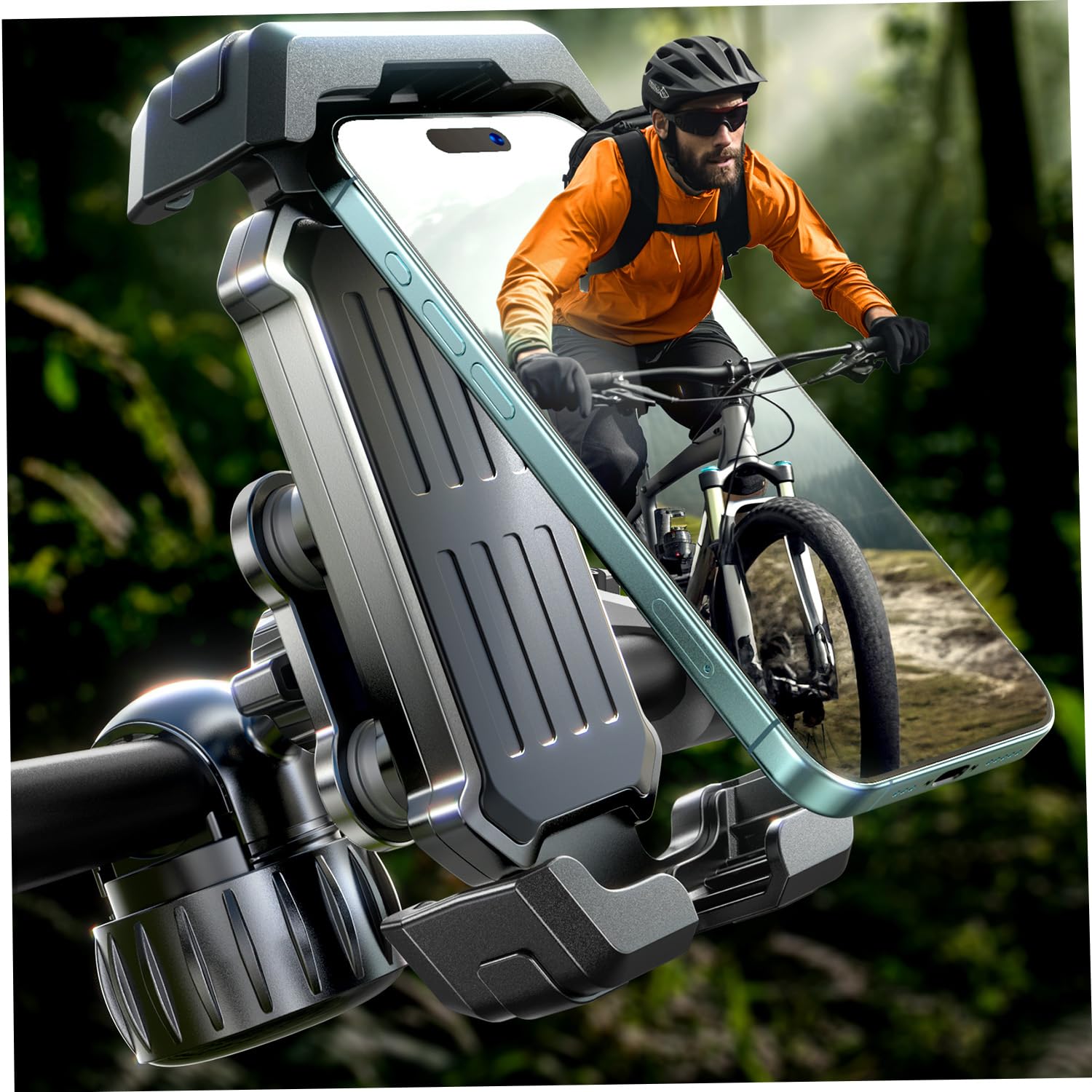LISEN 2026 Bike Phone Holder, [Anti-Vibration] Motorcycle Phone Mount, Bicycle Phone Holder, Handlebar Phone Mount Scooter Ebike Accessories Bicycle Accessories for iPhone Samsung Google Pixel, Black - Image 9